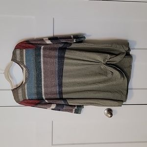 Reborn J ¾ sleeve length top with stripes, size 2XL, 2X